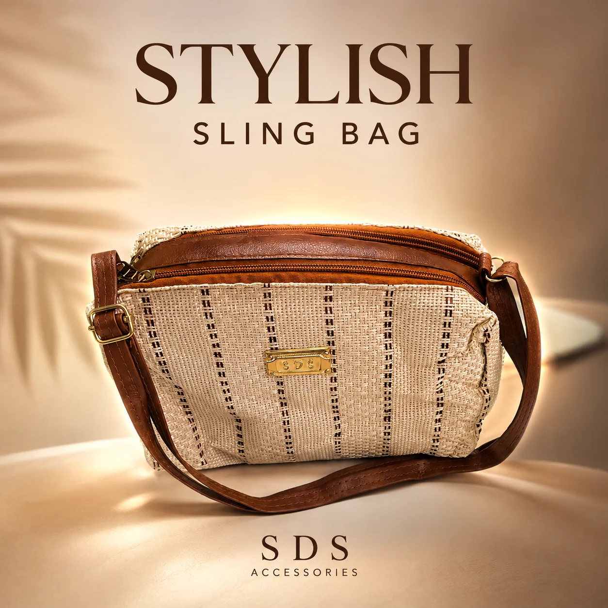 SDS Accessories Women’s Stylish Woven Sling Bag | Lightweight Crossbody Shoulder Bag with Adjustable Strap & Secure Zipper | Ladies Handbag for Daily Use, Travel & Shopping. (Colors & Design May Vary)