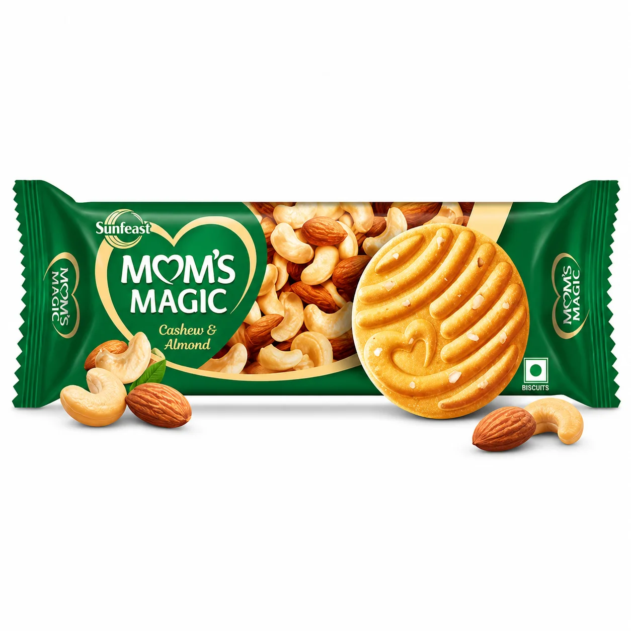 Sunfeast Mom’s Magic Cashew & Almond Biscuits 197G | Crunchy Nut Cookies – Wholesome Snack for Tea Time & Family Moments