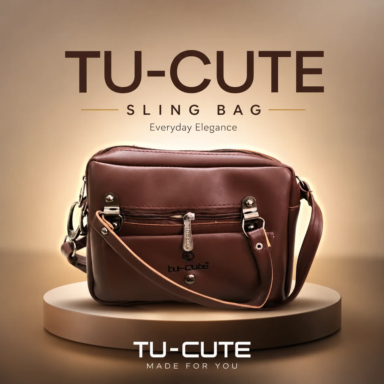 TU-CUTE Women’s Sling Bag with Adjustable Shoulder Strap | Premium Stylish Crossbody Handbag with Multiple Zipper Compartments | Lightweight Ladies Purse for Daily Use, Travel & Shopping. (Colors & Design May Vary)