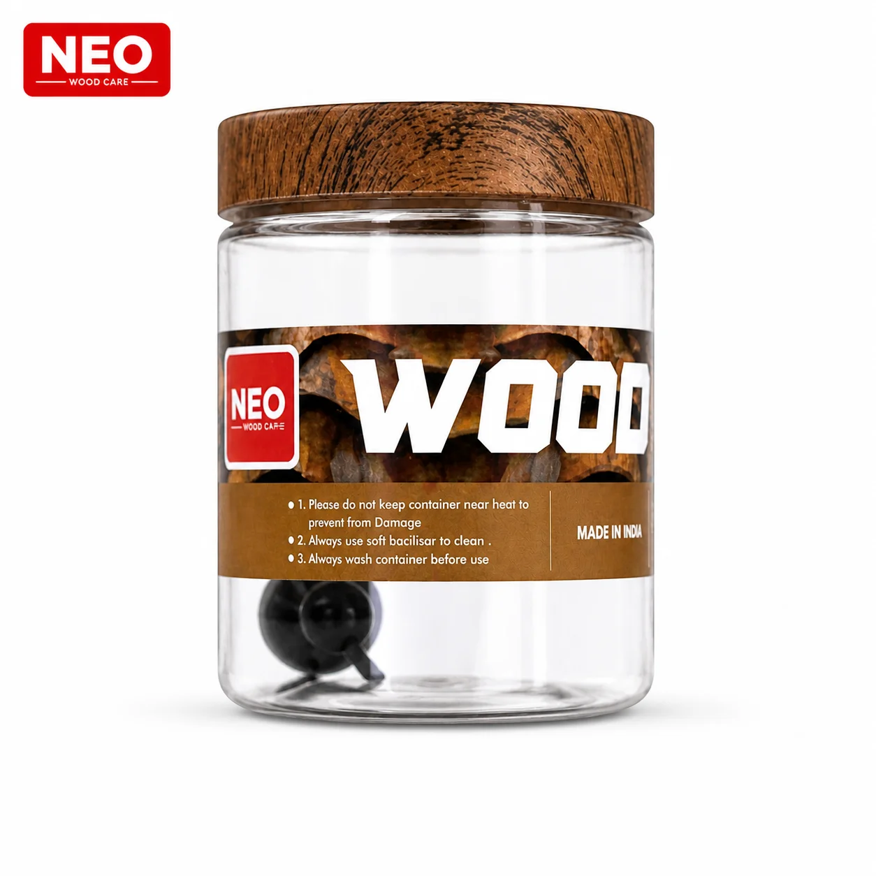 Transparent Storage Jar with Wooden Lid | Airtight Kitchen Container for Snacks, Dry Fruits, Spices & Pantry Organization – Durable, Eco-Friendly Food Canister