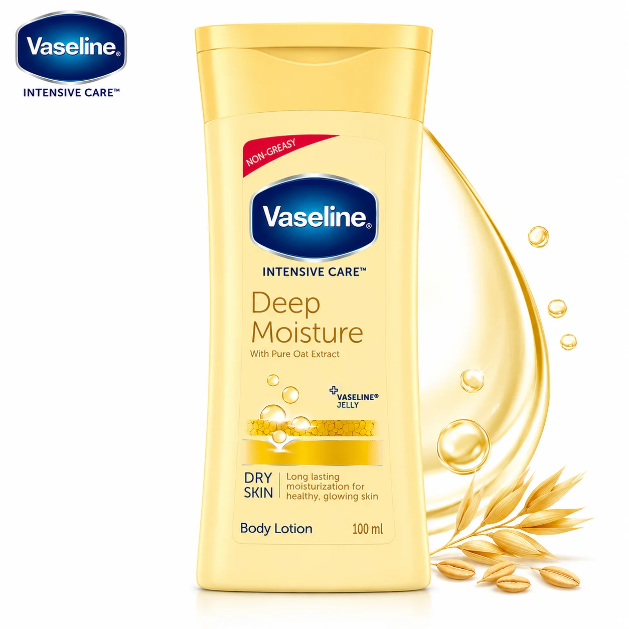 Vaseline Deep Moisture Body Lotion 90ML | Intensive Care Daily Moisturizer for Dry & Rough Skin | Non-Greasy Hydration for Soft Healthy Skin
