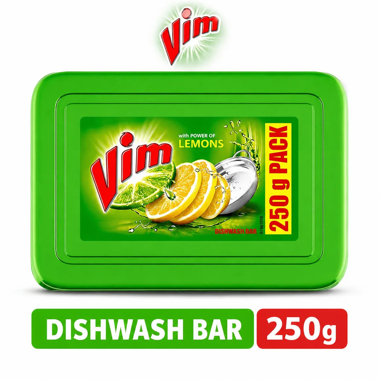 Vim Lemon Dishwash Bar 250g | Powerful Grease Cutting Dish Cleaning Bar with Lemon Freshness | Sparkling Clean Utensils & Gentle on Hands