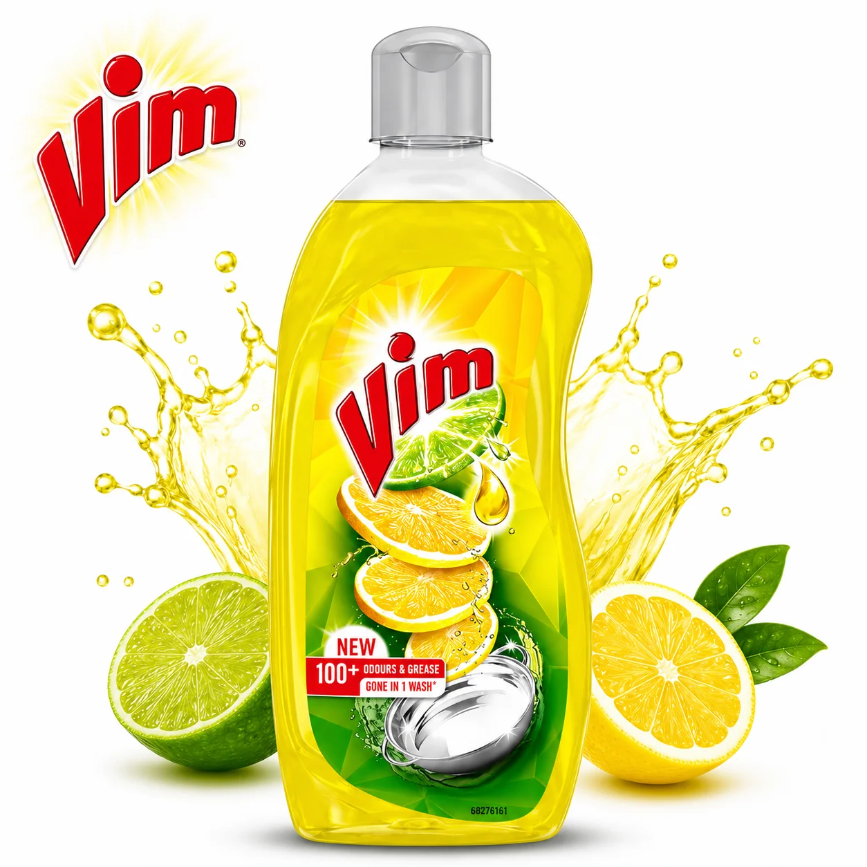 Vim Lemon Freshness Dishwash Liquid 500ML | Powerful Grease Cleaner for Sparkling Utensils & Fresh Lemon Shine