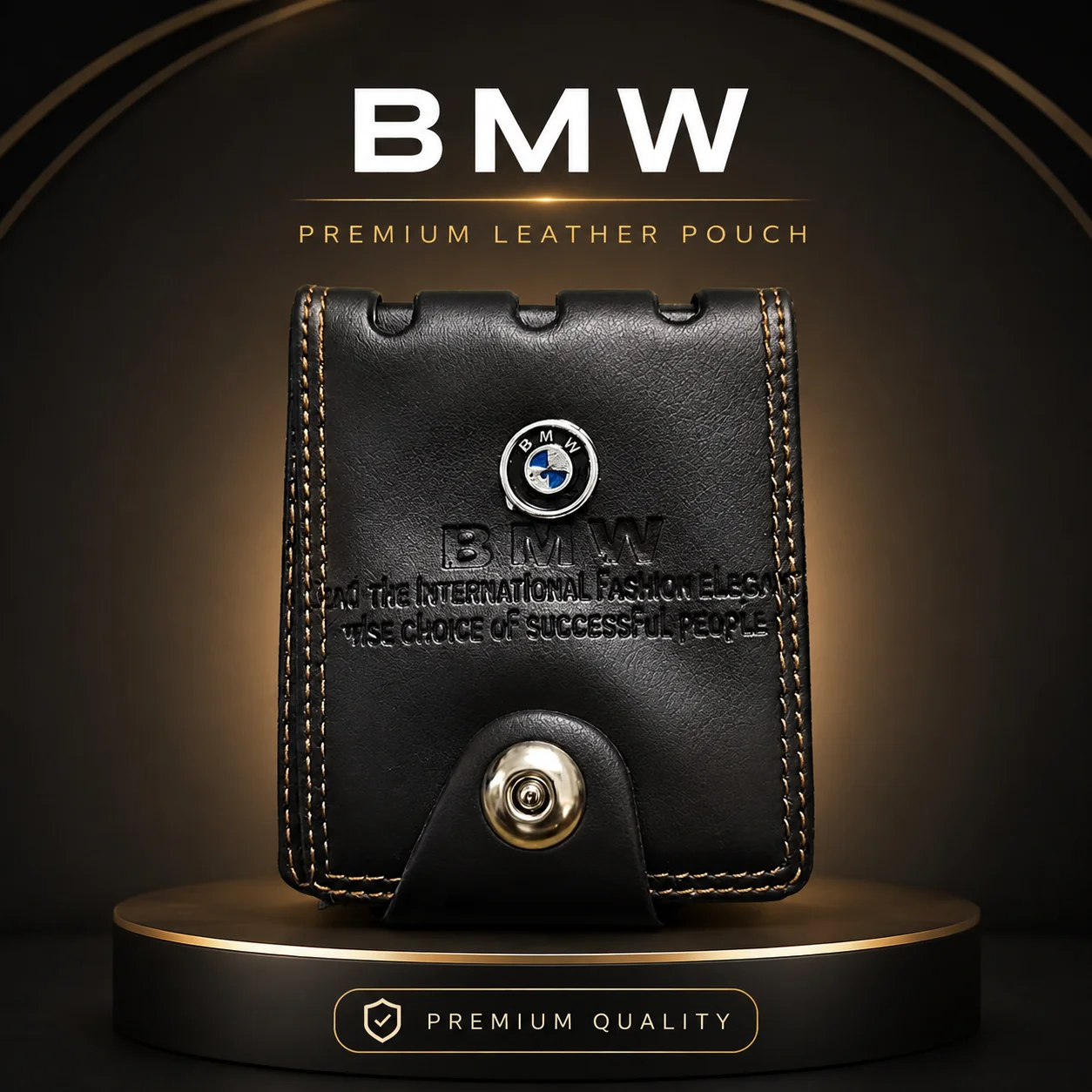BMW Style Leather Wallet for Men – Compact Slim Card Holder & Pouch with Multiple Card Slots, Secure Snap Button Closure, Pocket-Friendly Design – Black. (Colors & Design May Vary)