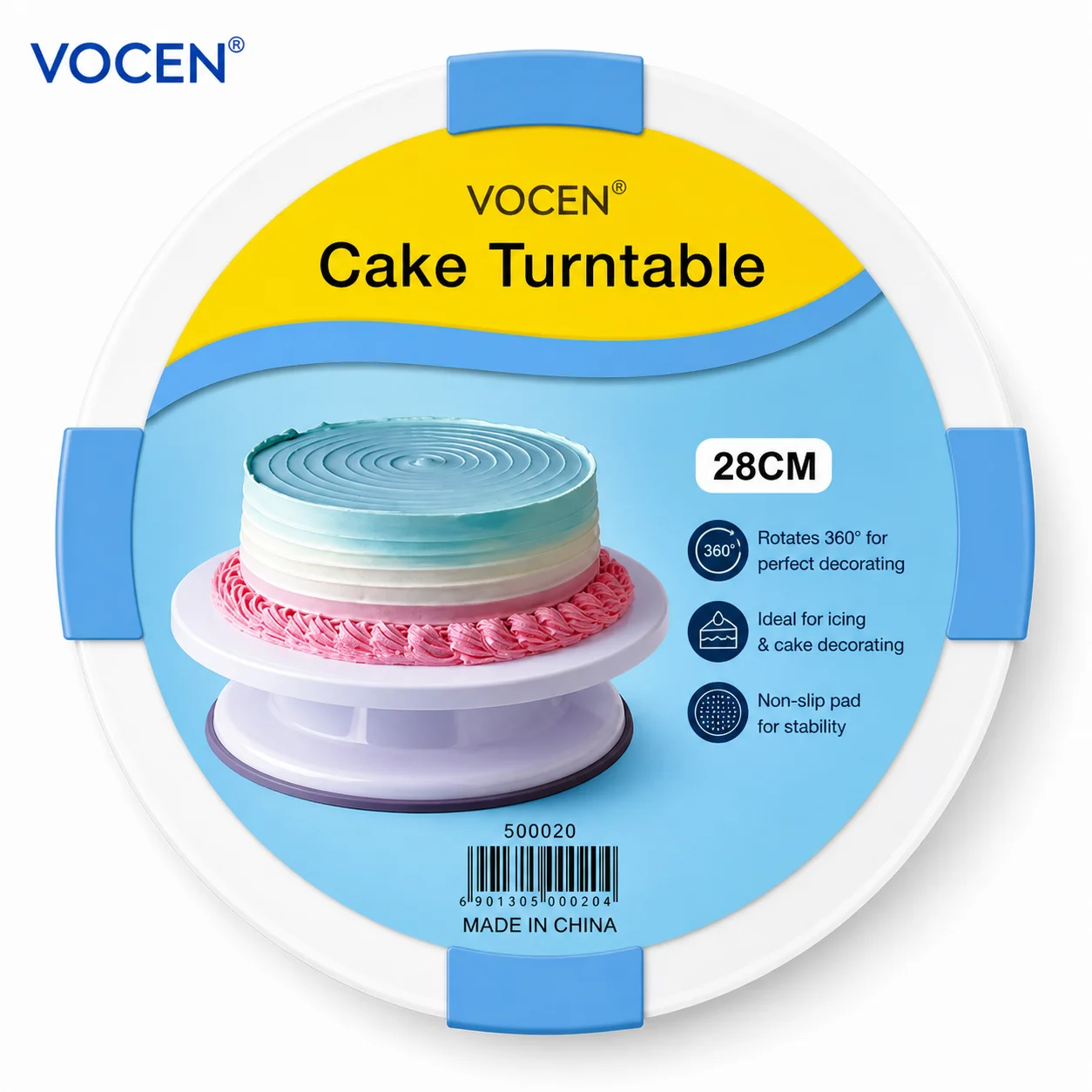 Cake Turntable 28cm | 360° Rotating Cake Decorating Stand – Non-Slip Icing & Baking Turntable for Home Bakers & Professionals