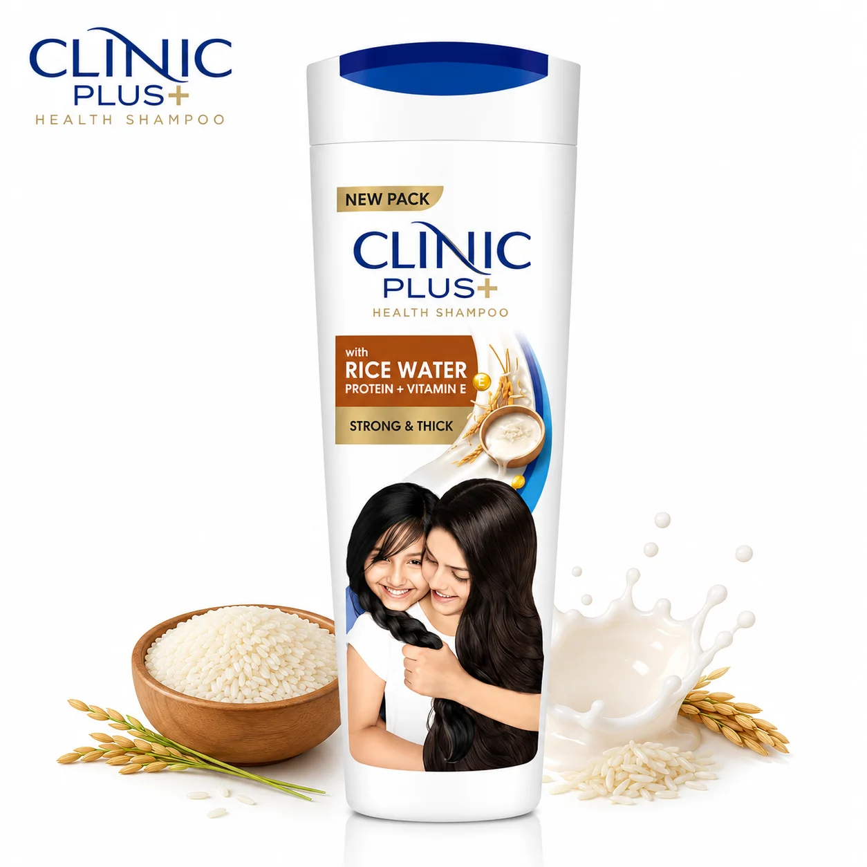 Clinic Plus Rice Water Shampoo 175ML | Strong & Thick Hair Shampoo with Rice Water Protein & Vitamin E for Healthy Shine & Everyday Care