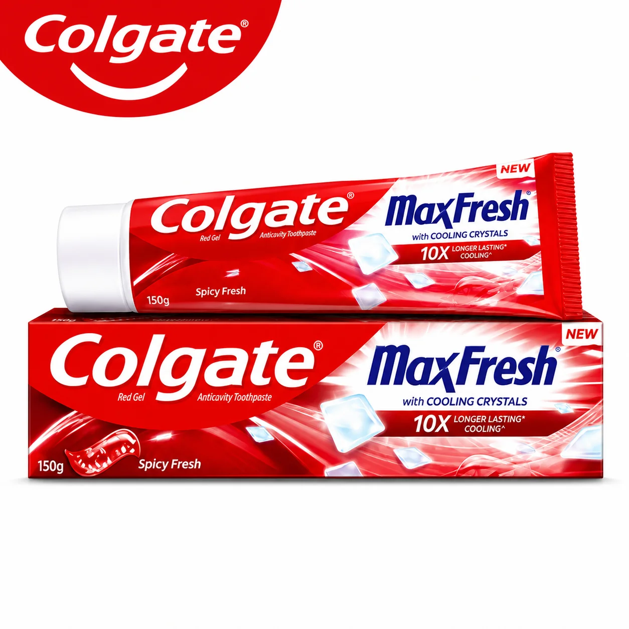 Colgate Max Fresh Red Gel Toothpaste 150G | Cooling Crystals & Long Lasting Freshness | Cavity Protection Toothpaste for Daily Oral Care