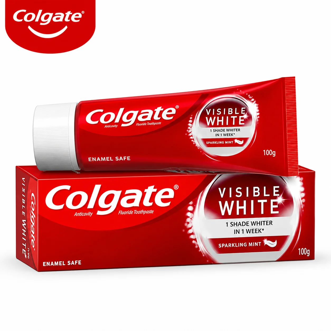 Colgate Visible White Toothpaste 100g | Whitening Toothpaste with Sparkling Mint for Brighter Teeth & Fresh Breath | Enamel Safe Daily Oral Care