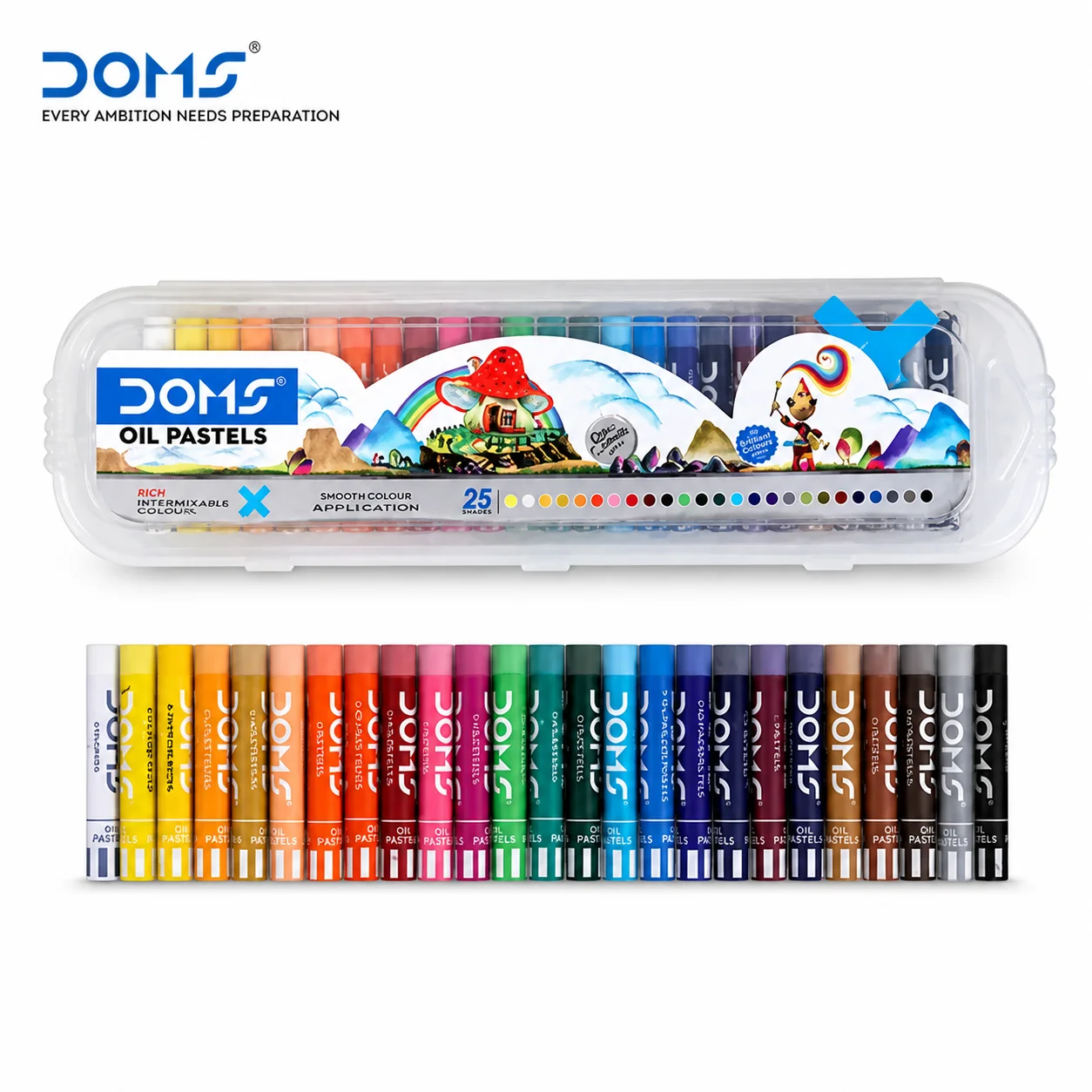 Doms Oil Pastels 25 Shades | Vibrant Smooth Coloring Set for Kids & Artists – Non-Toxic, Easy Blend for Drawing, Shading & Craft Projects