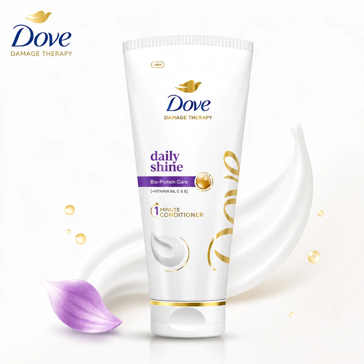 Dove Daily Shine Conditioner 80ml | Bio-Protein Care for Smooth, Frizz-Free & Shiny Hair | Nourishing Conditioner for Daily Hair Protection