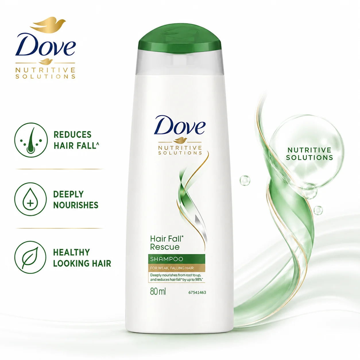 Dove Hair Fall Rescue Shampoo 80ml | Anti Hair Fall, Strengthening & Nourishing Shampoo for Weak Hair