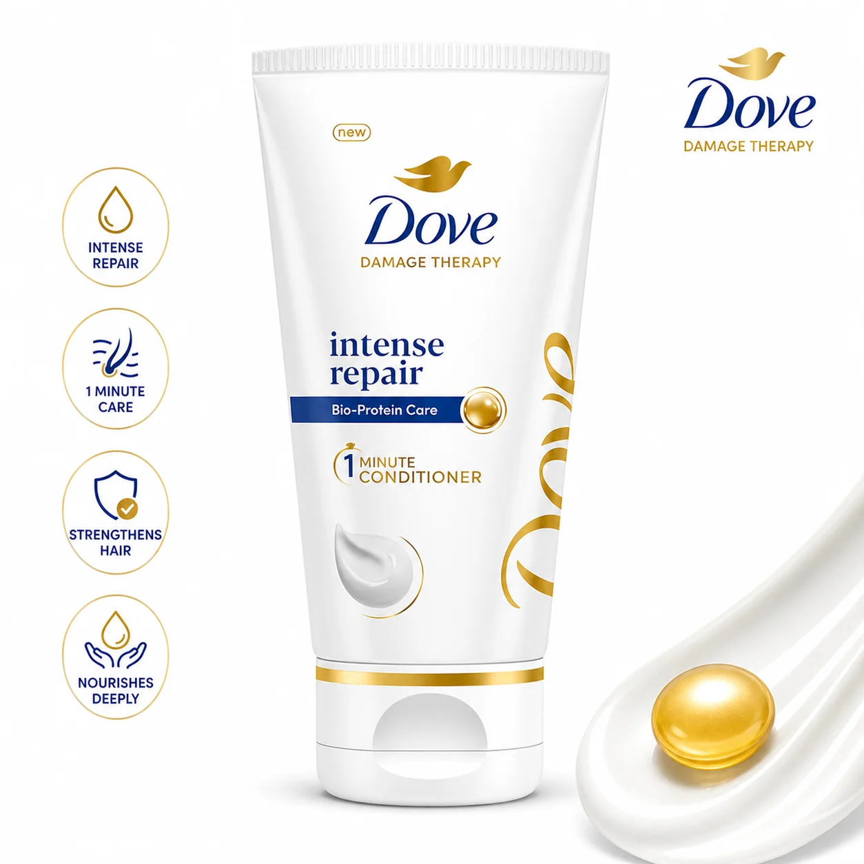 Dove Intense Repair Conditioner 80ml | 1 Minute Damage Repair & Deep Nourishing Conditioner for Soft, Smooth & Strong Hair