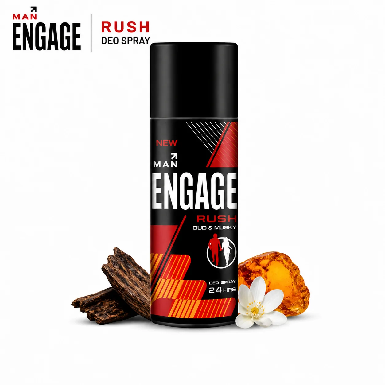 Engage Man Rush Deo Spray 150ml | Long Lasting Oud & Murky Fragrance Body Spray for Men with 24Hr Freshness