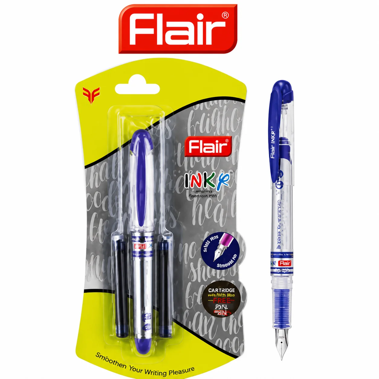 Flair Inky Fountain Pen Blue | Smooth Iridium Tip Ink Pen with Piston Fill – Refillable, Comfortable Grip for Students, Office & Everyday Writing