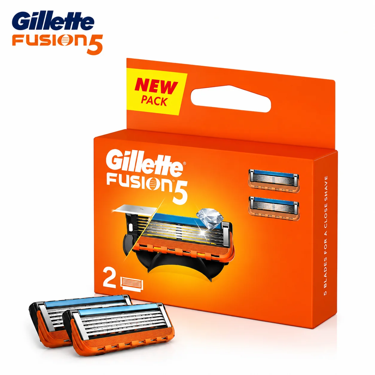 Gillette Fusion5 Cartridges 2N | 5 Anti-Friction Blades for Ultra Close Shave & Less Irritation