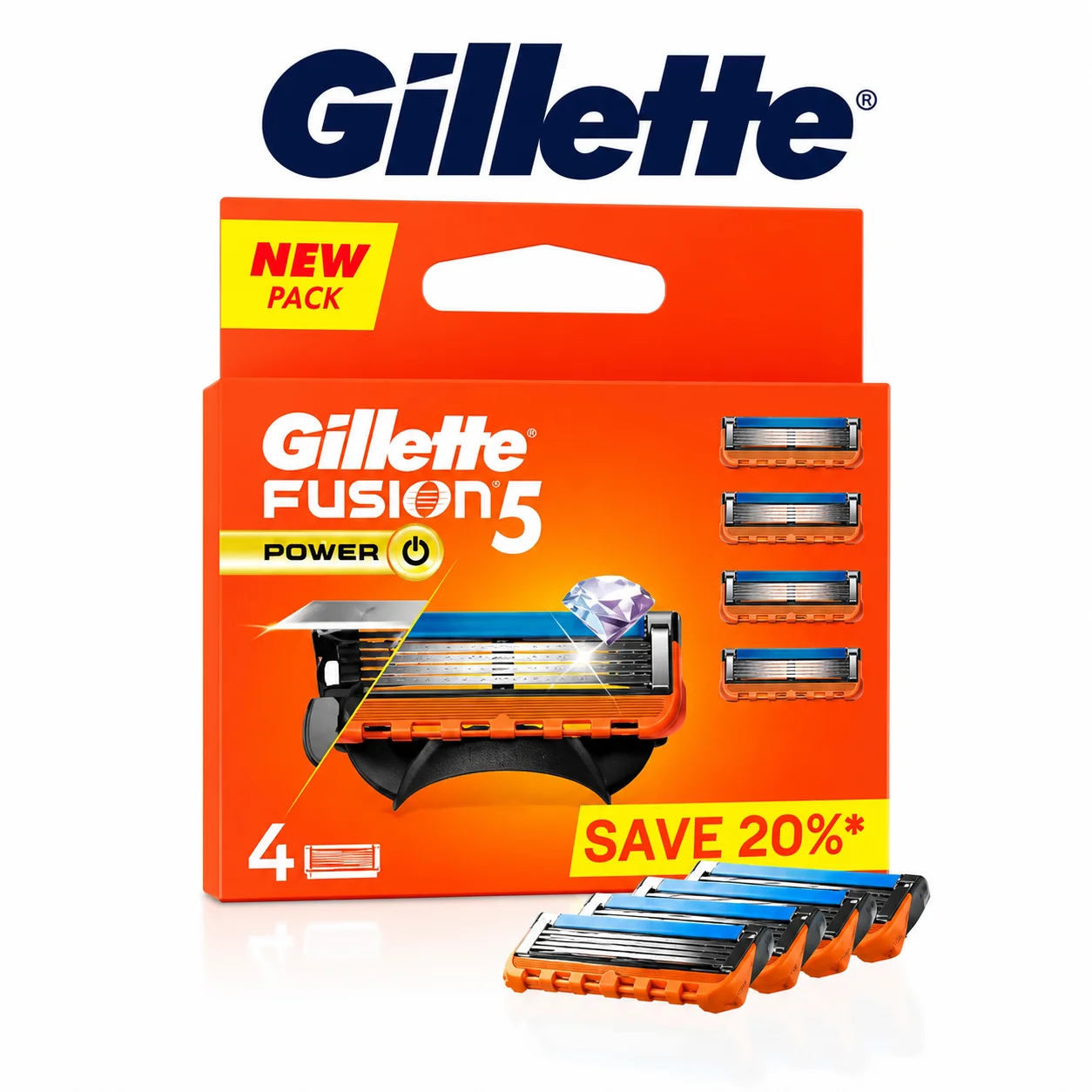 Gillette Fusion5 Power Razor Cartridges 4N | 5 Anti-Friction Blades for Close, Comfortable & Long-Lasting Shave