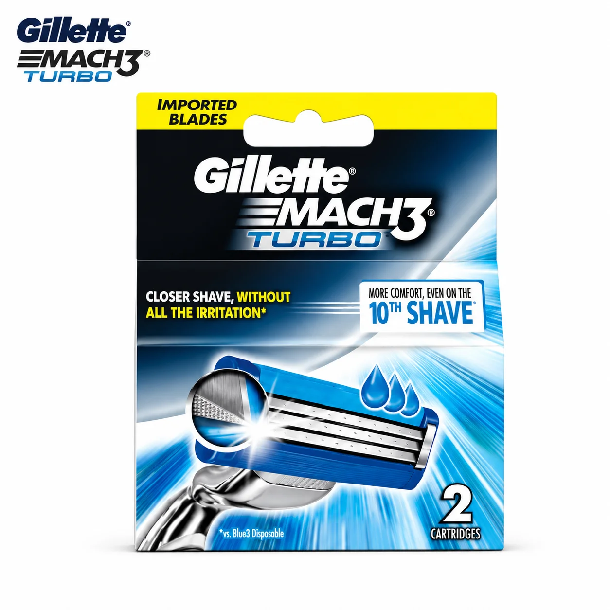 Gillette Mach3 Turbo Comfort Cartridges 2N | 3 Sharp Blades & Smooth Comfortable Shave Refills for Men