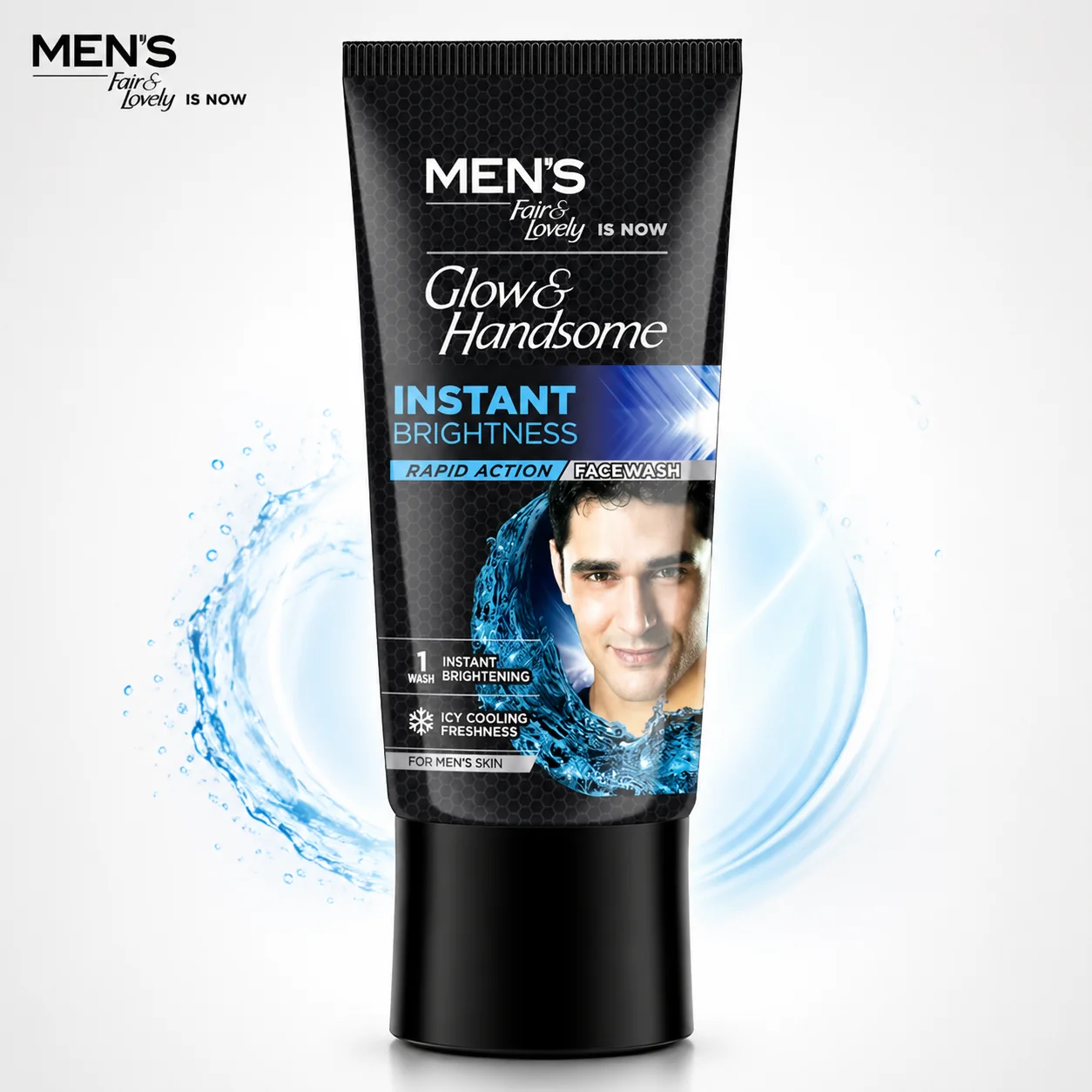 Glow & Handsome Instant Brightness Facewash 50g | Rapid Action Brightening Face Wash for Men | Deep Cleanse & Oil Control | Icy Cooling Freshness for Daily Use