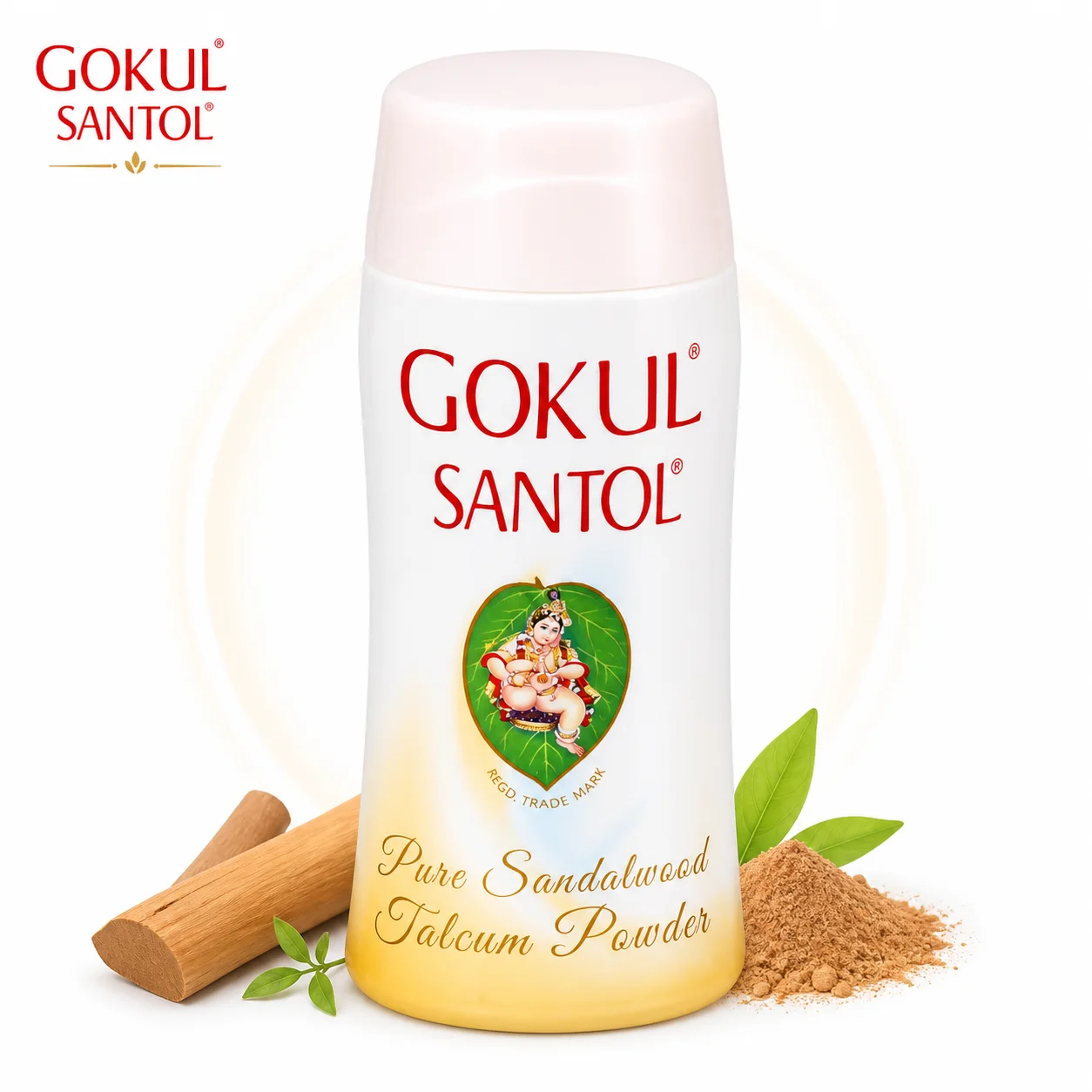 Gokul Santol Talcum Powder 30g | Pure Sandalwood Fragrance & Sweat Absorbing Body Powder | Soft Skin Care for Men, Women & Kids
