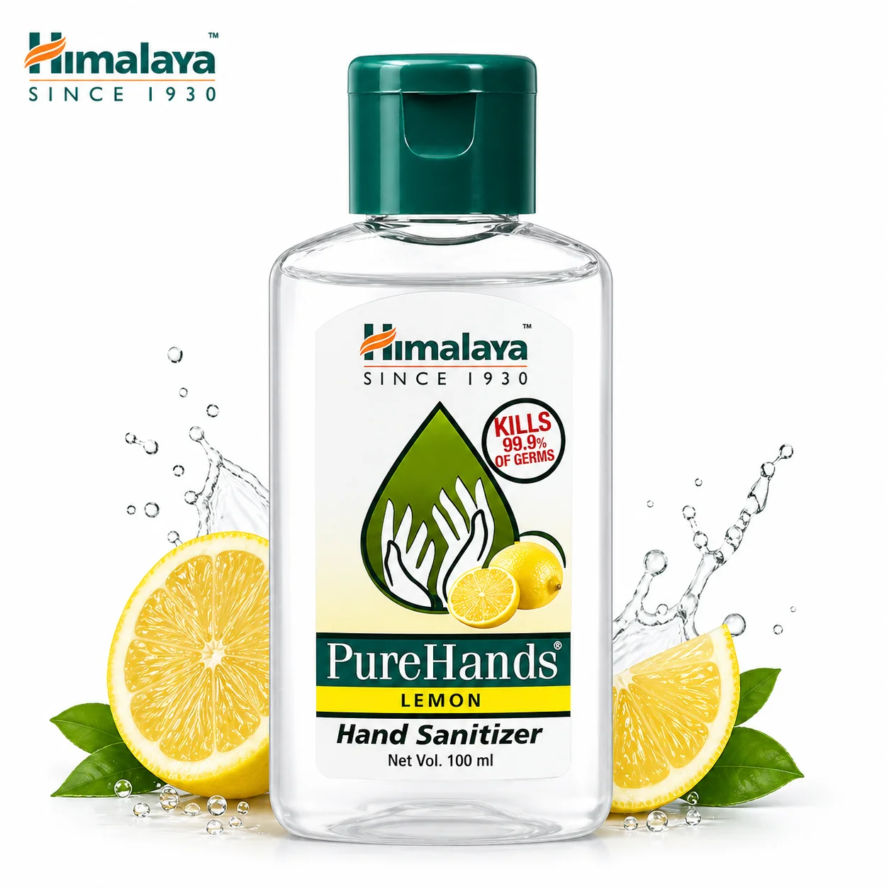 Himalaya Lemon Hand Sanitizer 100ml | Kills 99.9% Germs & Refreshes Hands | Non-Sticky Quick Dry Sanitizer for Daily Use & Travel