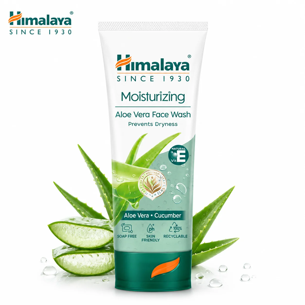 Himalaya Moisturizing Aloe Vera Face Wash 50ml | Hydrating Gentle Cleanser for Soft & Fresh Skin | Aloe Vera & Cucumber Daily Face Wash for All Skin Types