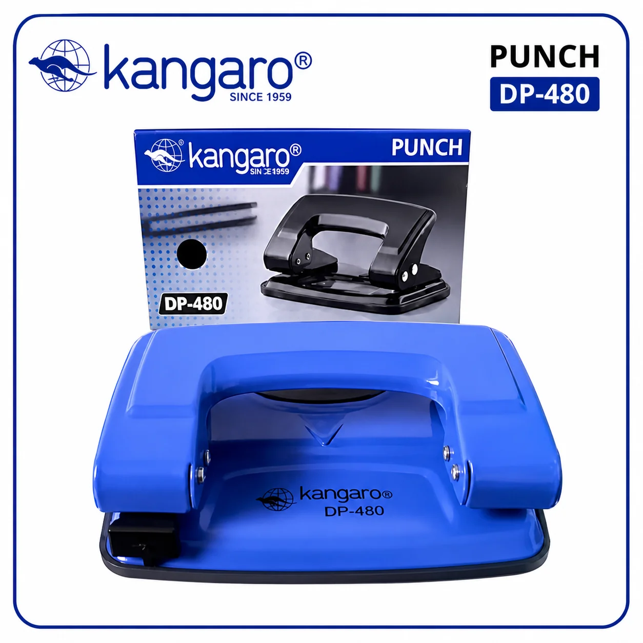 Kangaro DP-480 Paper Punch – Heavy Duty 2 Hole Punch Machine | 30 Sheets Capacity & Comfortable Grip | Ideal for Office, School & Filing