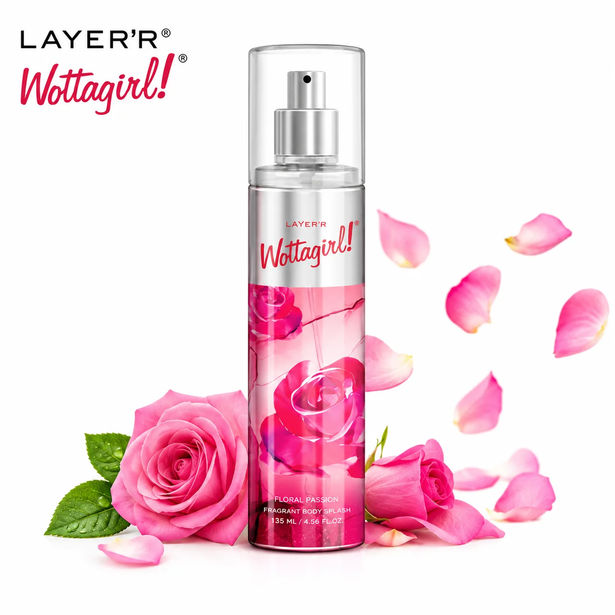 Layer’r Wottagirl Exotic Rose Fragrant Body Splash 135ml | Long Lasting Floral Perfume Spray for Women | Refreshing Rose Fragrance & Daily Freshness