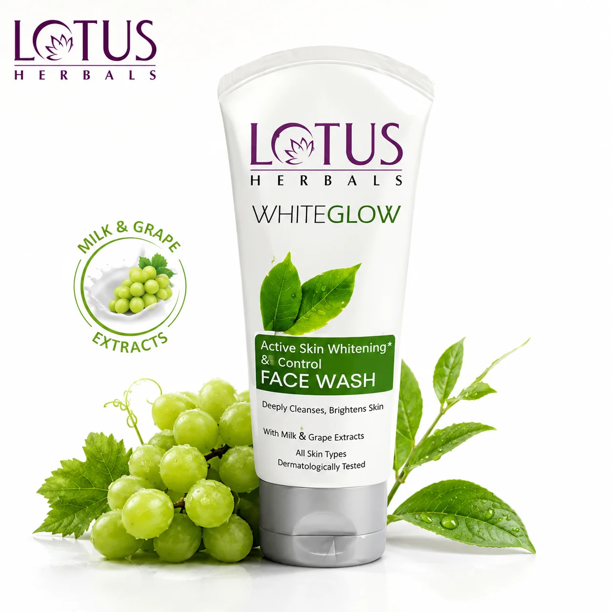 Lotus Herbals WhiteGlow Oil Control Face Wash 50g | Deep Cleansing Brightening Face Wash for Fresh, Clear & Shine-Free Skin