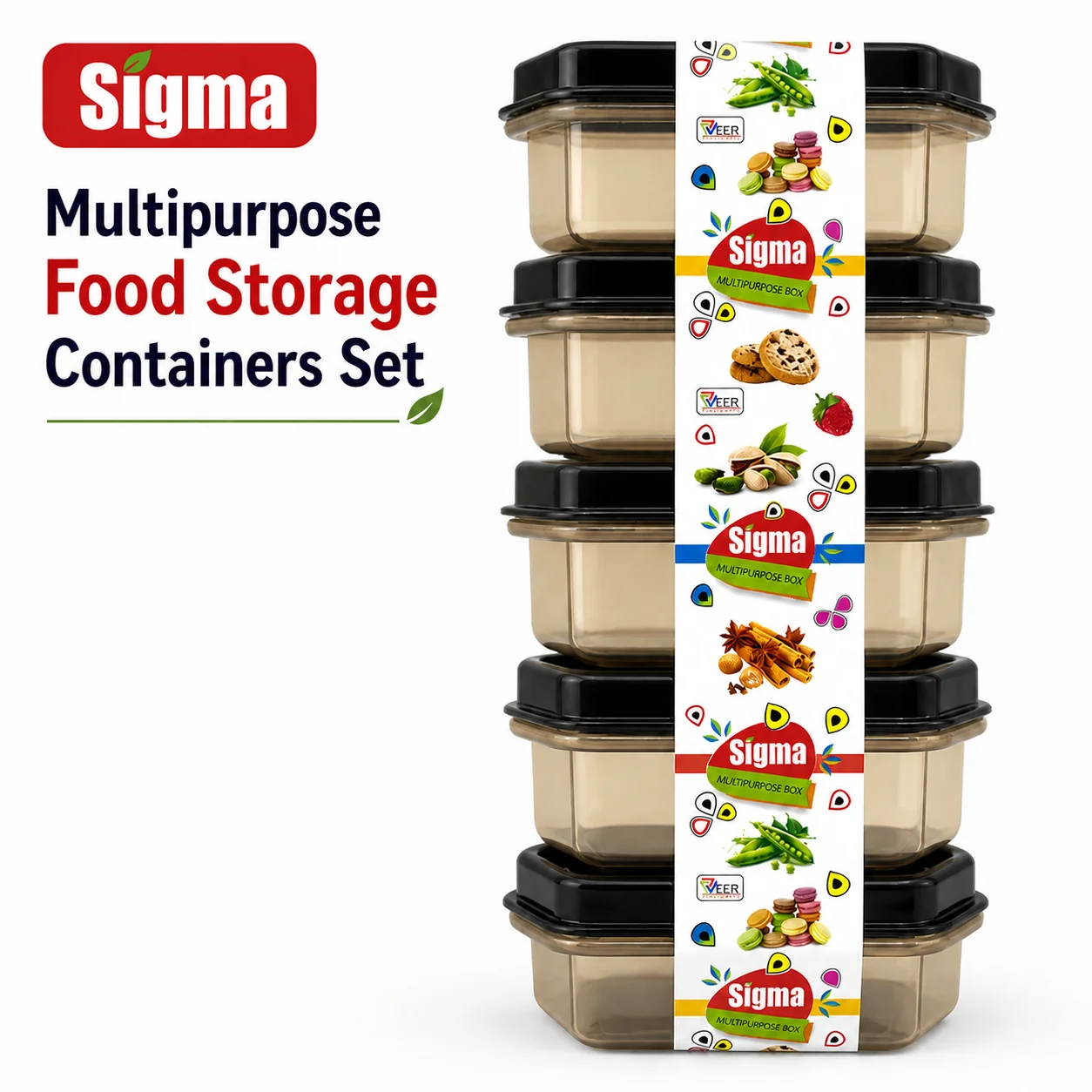 Multipurpose Airtight Food Storage Containers Set | Stackable BPA-Free Kitchen Boxes with Lids for Snacks, Meals & Grocery Organization