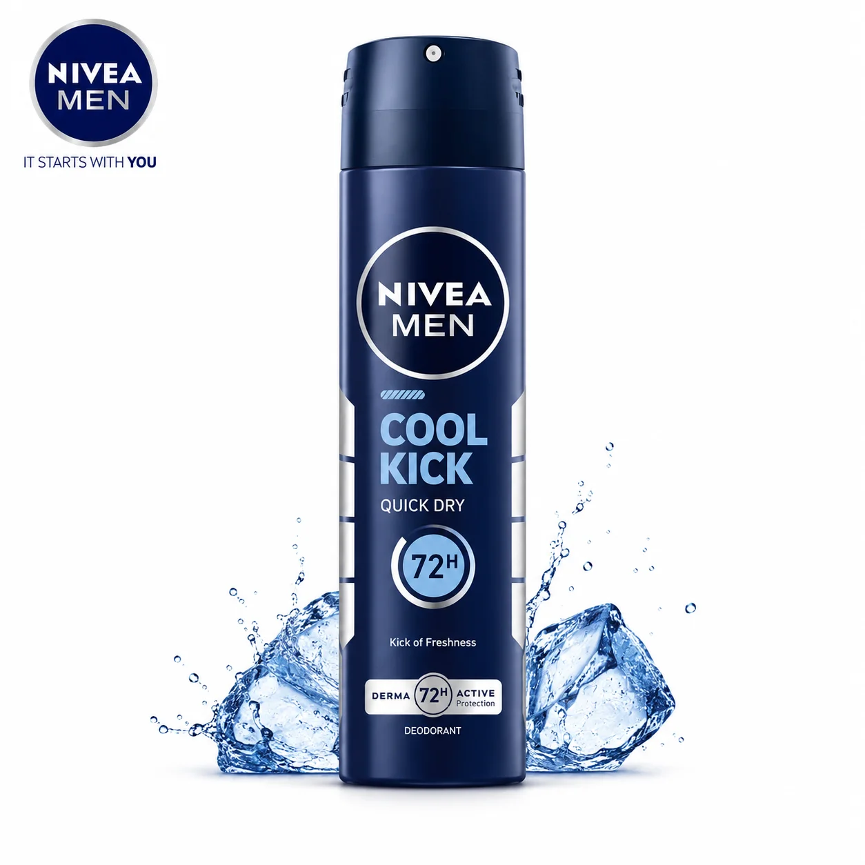 Nivea Men Cool Kick 48H Deodorant Spray 150Ml | Instant Cooling Freshness & Long Lasting Odour Protection for Men