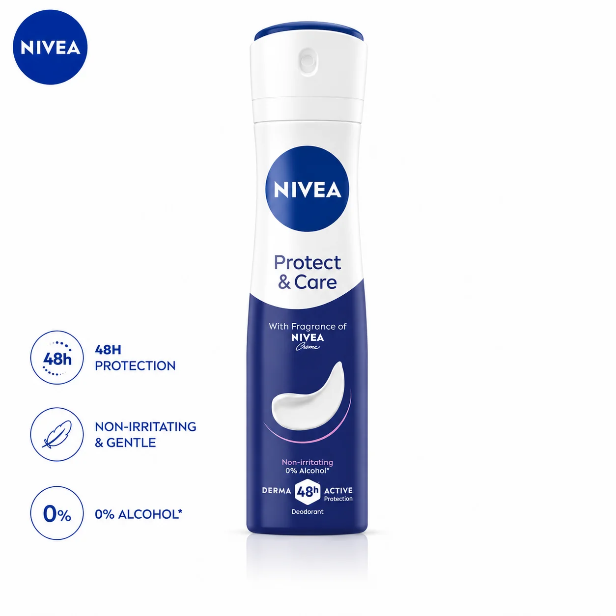 Nivea Protect & Care Deodorant Spray 150ml | 48H Odour Protection, Skin Caring Formula & Alcohol-Free Daily Freshness