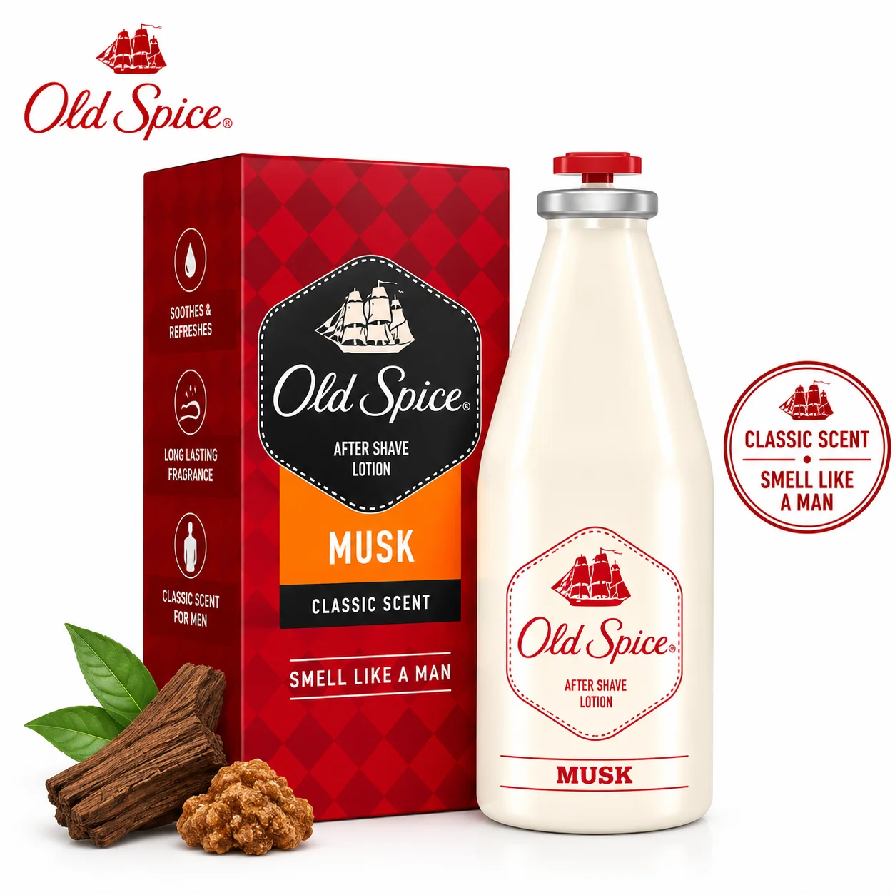 Old Spice Musk After Shave Lotion 100Ml | Classic Musk Fragrance for Men – Refreshing Post Shave Care & Long Lasting Confidence