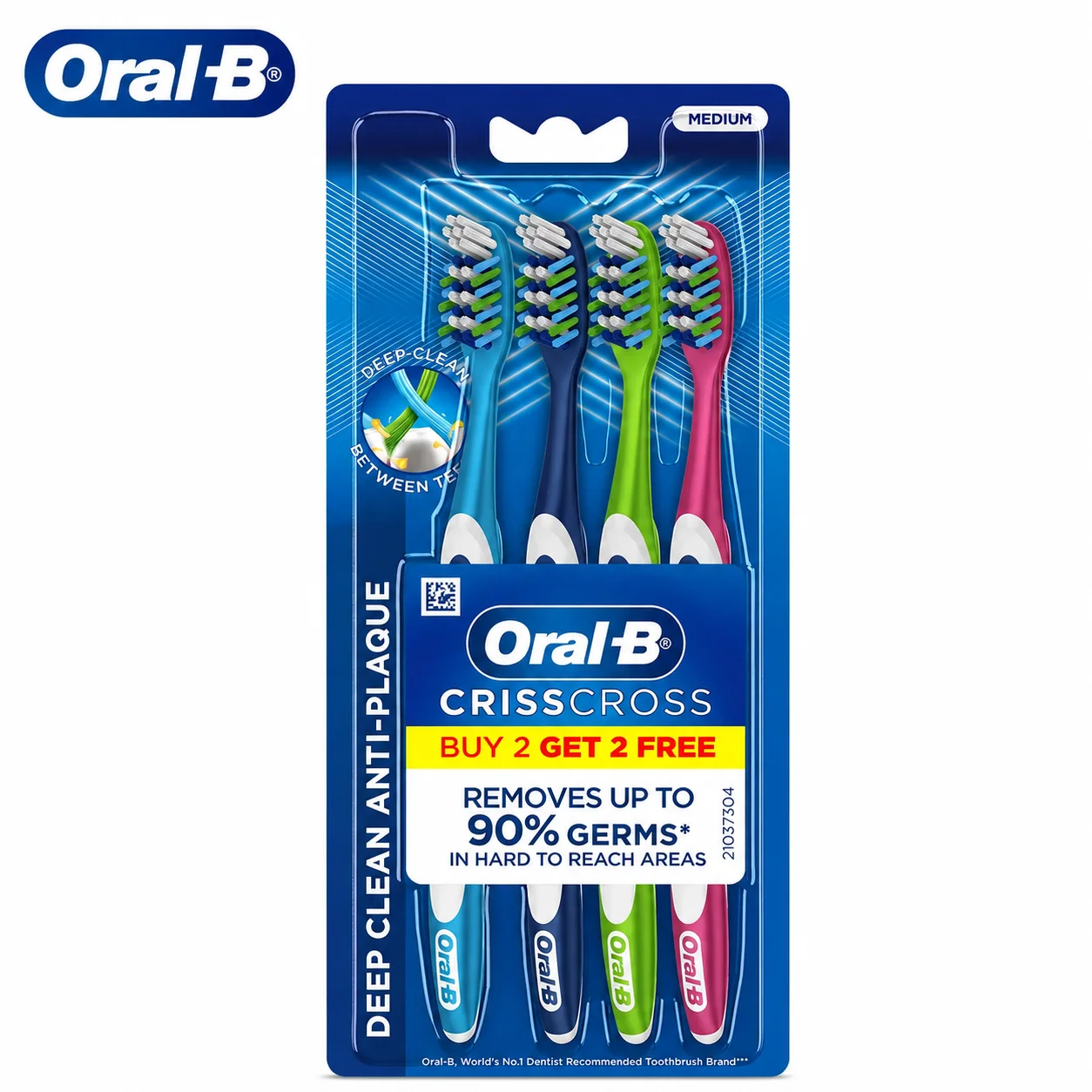Oral-B CrissCross Deep Clean Anti-Plaque Soft Toothbrushes 4N | Superior Gum Care & Deep Cleaning Family Pack