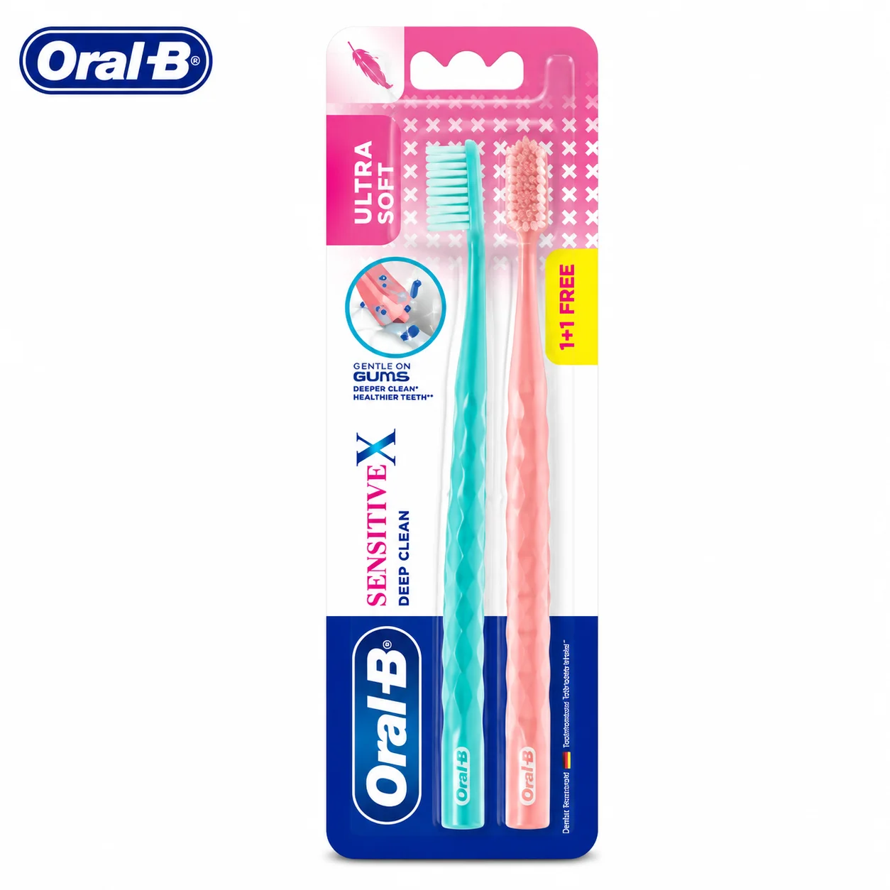 Oral-B Sensitive X Ultra Soft Toothbrushes 2N | Deep Clean Ultra Soft Bristles for Sensitive Teeth & Gentle Gum Care