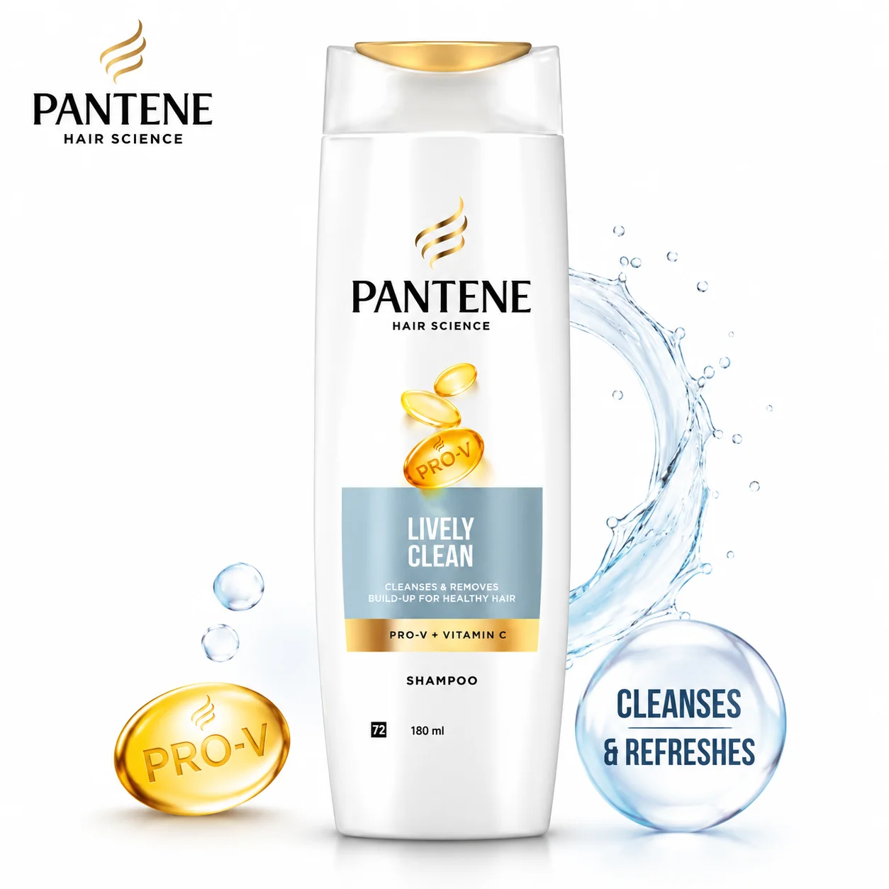Pantene Pro-V Lively Clean Shampoo 400Ml | Deep Cleansing Shampoo for Fresh Lightweight & Healthy Hair