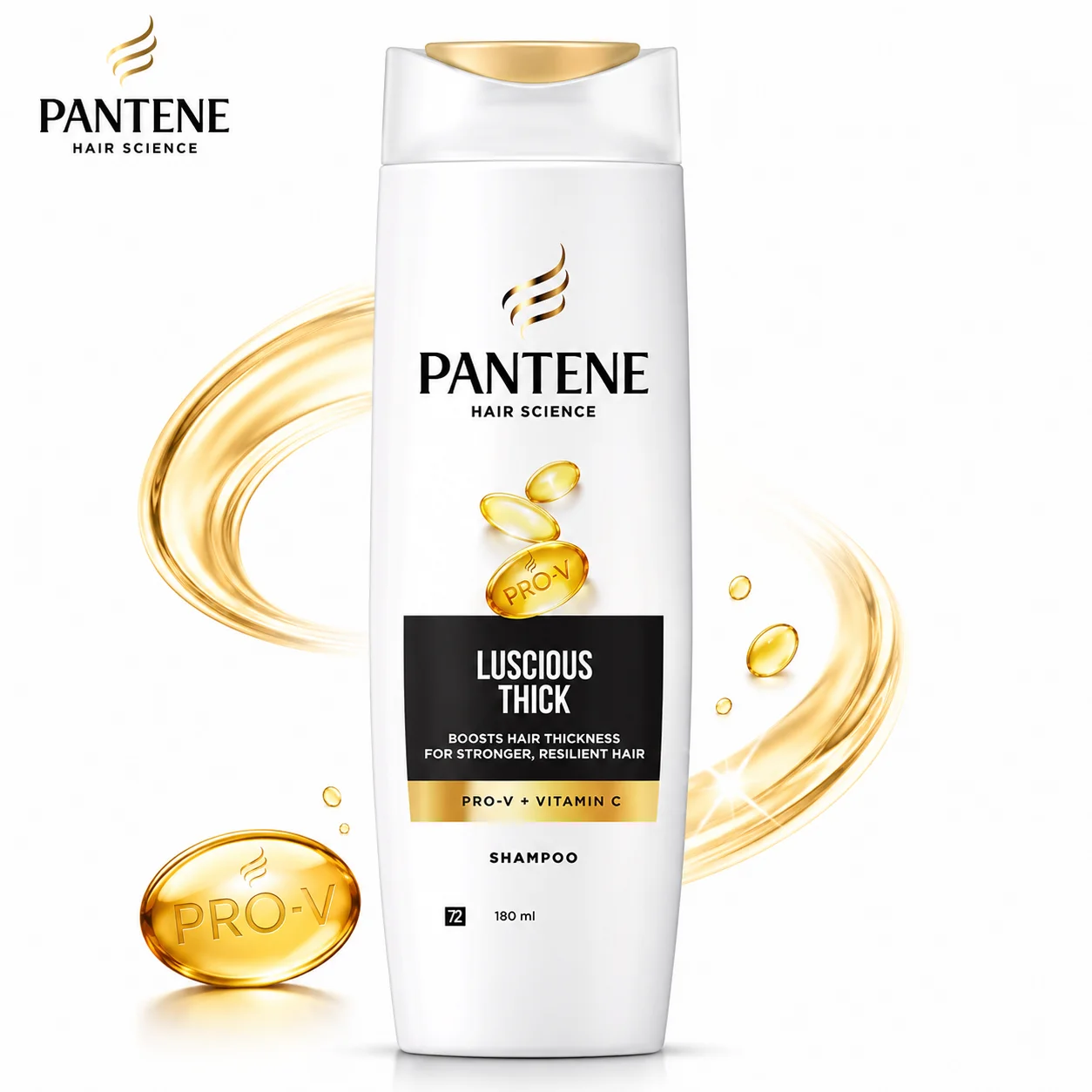 Pantene Pro-V Luscious Thick Shampoo 340Ml | Thickening Shampoo for Stronger Fuller & Healthier Hair
