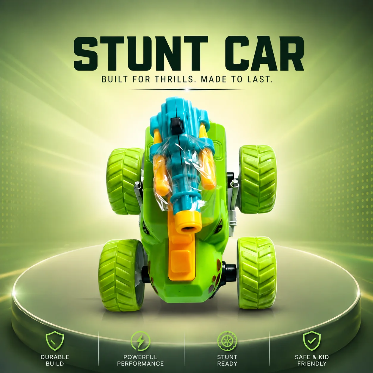 Pull Back 360° Stunt Car Toy for Kids – High Speed Durable 4-Wheel Stunt Racing Car with Strong Grip. (Colors & Design May Vary)