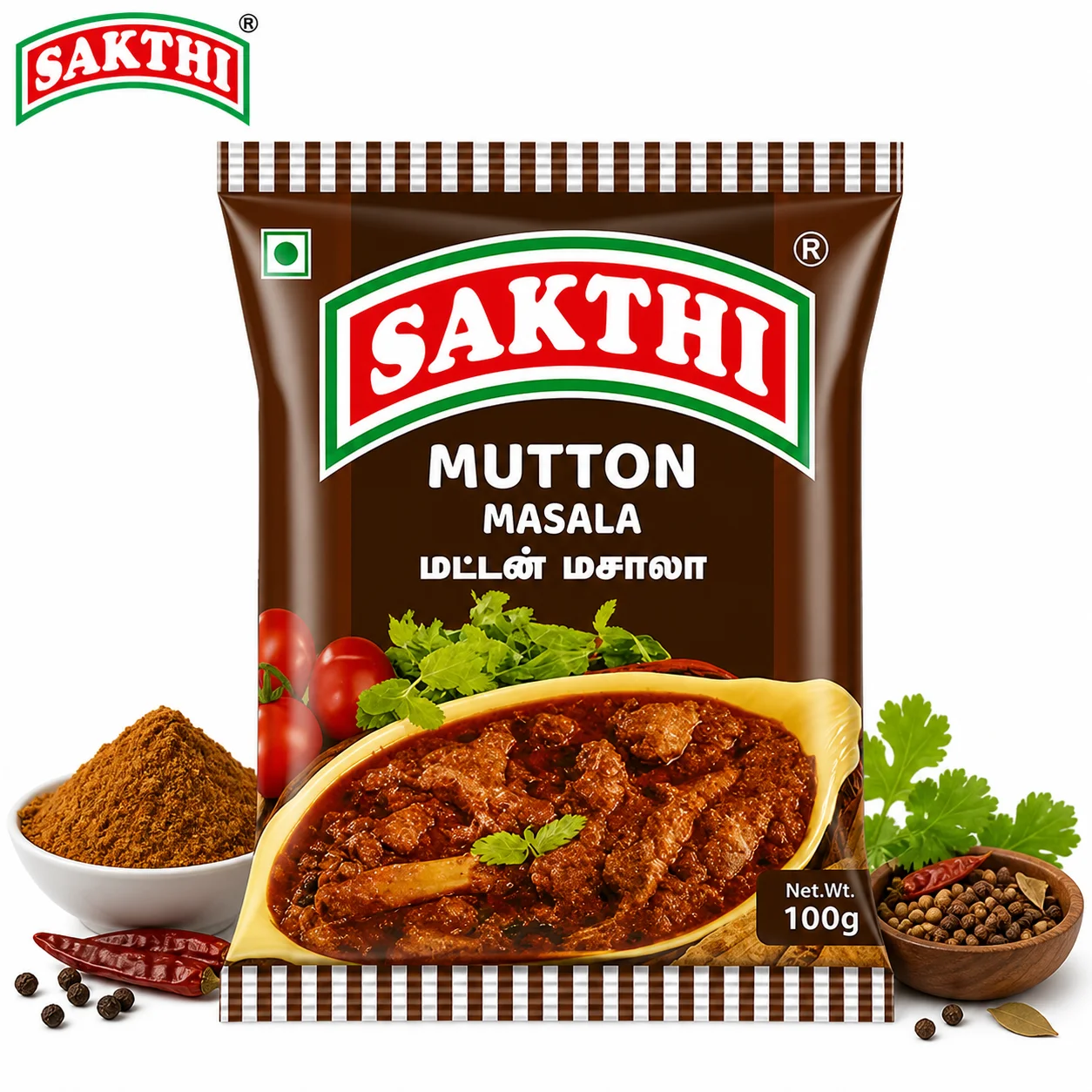 Sakthi Mutton Masala 100Gm | Authentic South Indian Mutton Curry Spice Blend | Rich Aroma & Traditional Non-Veg Masala