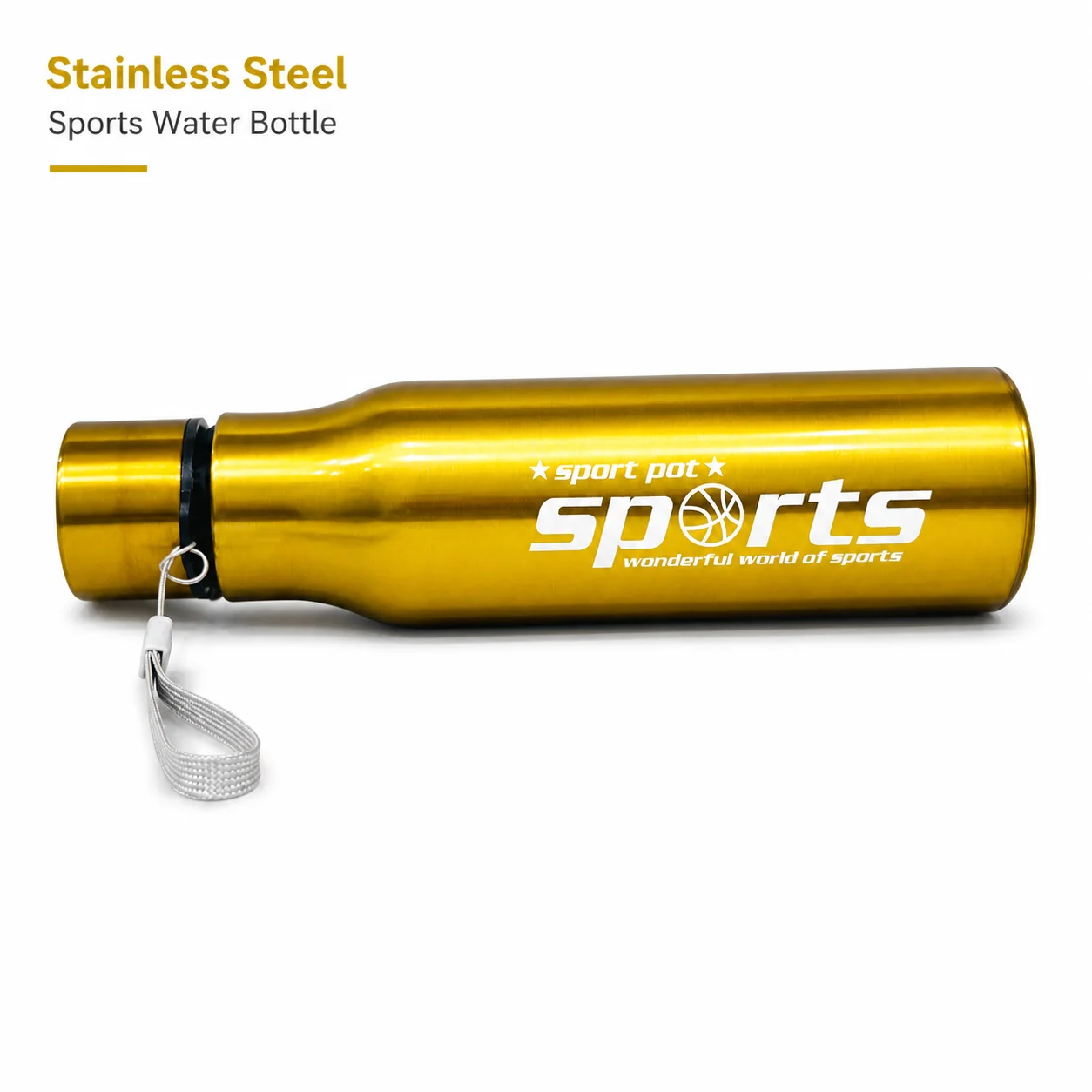 Stainless Steel Sports Water Bottle | Leakproof Reusable Travel Flask with Strap – Lightweight Hydration Bottle for Gym, Office & Outdoor Use