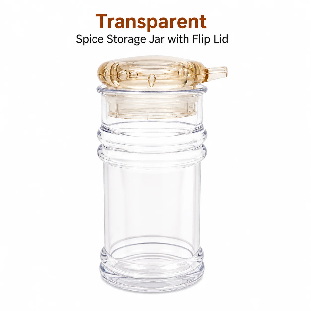 Transparent Spice Storage Jar with Flip Lid | Airtight Kitchen Container for Salt, Pepper & Seasonings – Clear, Durable & Space-Saving Organizer