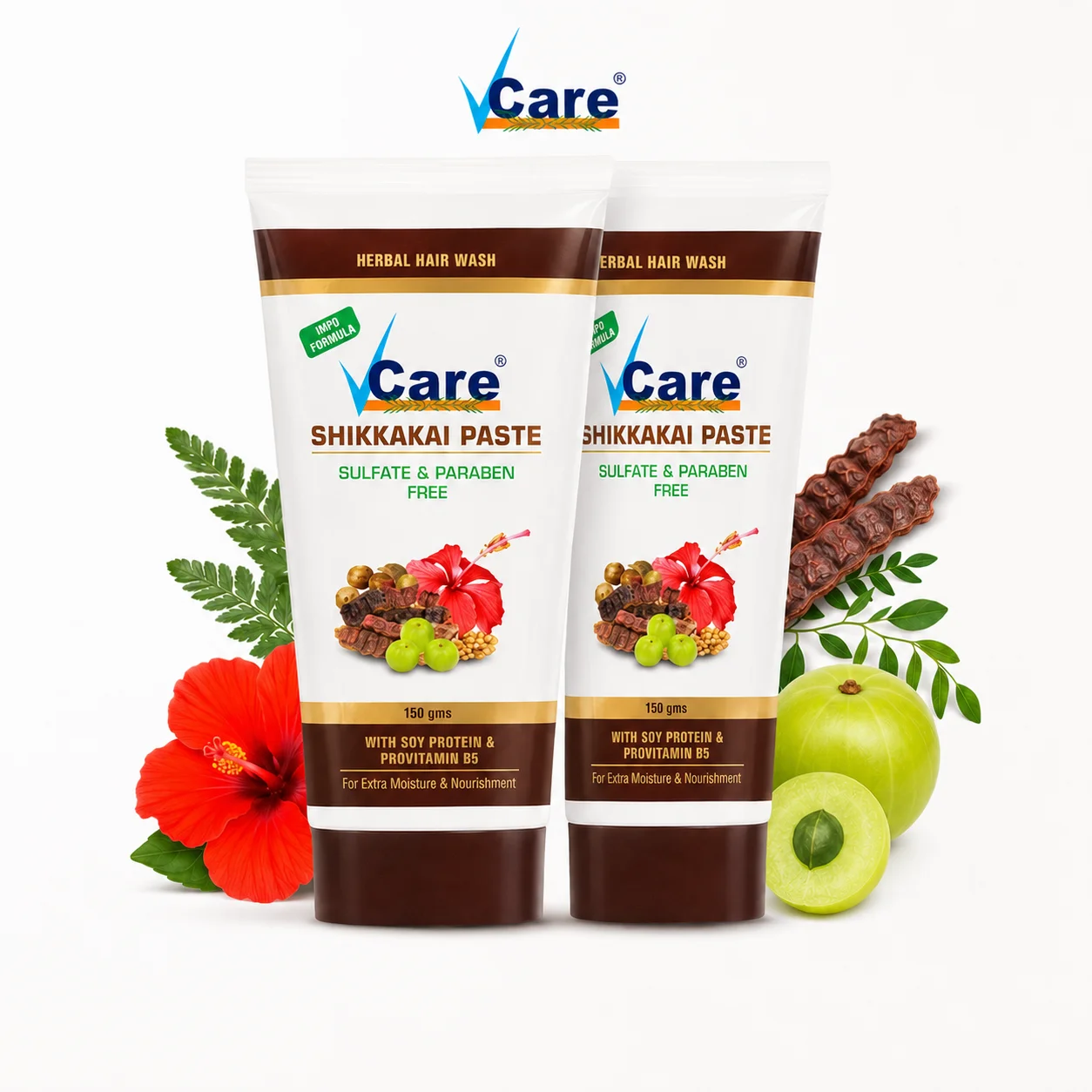 Vcare Shikkakai Paste 150G | Herbal Hair Wash Paste for Strong, Healthy & Shiny Hair | Sulfate & Paraben Free Hair Care