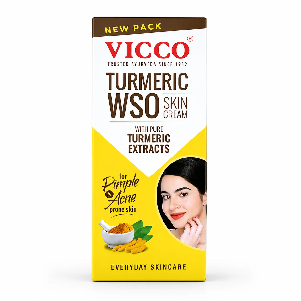Vicco Turmeric WSO Skin Cream 60g | Ayurvedic Anti-Acne Cream for Pimples, Clear Skin & Natural Glow | Daily Face Care for Oily & Acne-Prone Skin