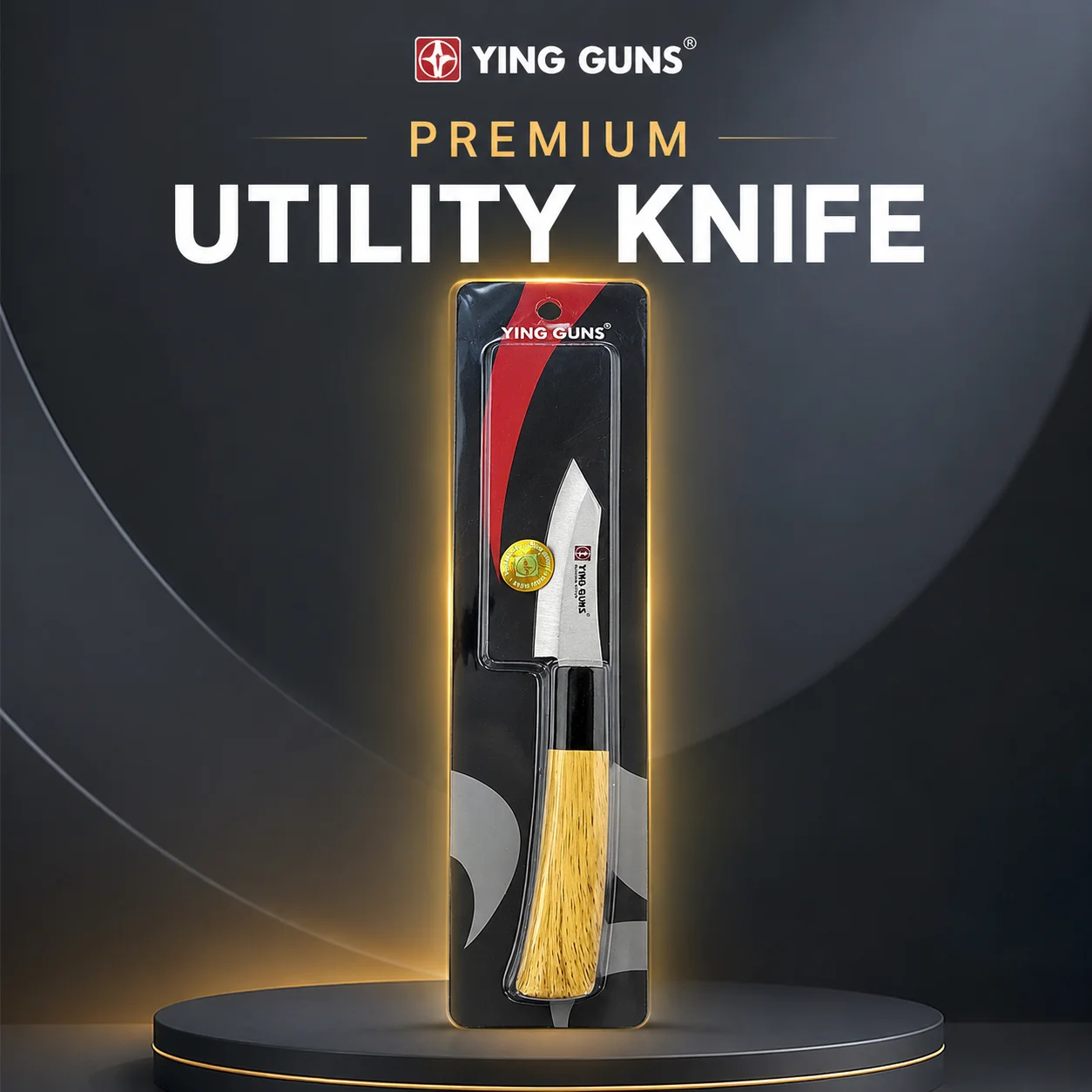 YING GUNS Premium Utility Knife | Stainless Steel Multipurpose Kitchen & Utility Knife with Ergonomic Wooden Handle | Sharp Precision Cutting Knife for Fruits, Vegetables, Meat, Crafts & Everyday Use